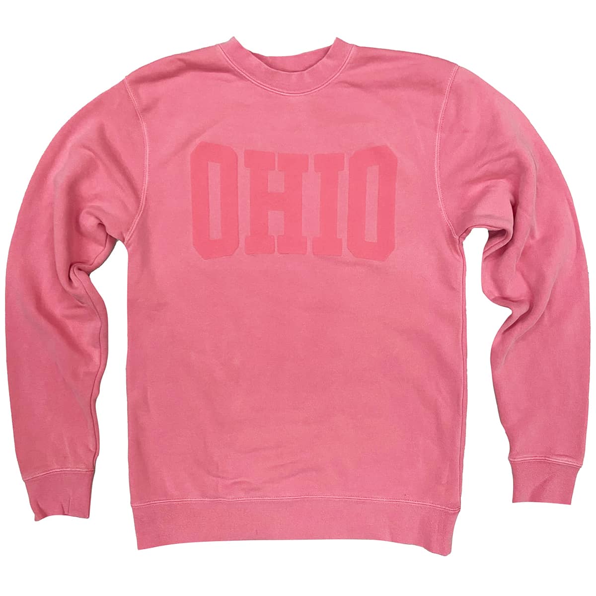 Ohio Pink Pigment Dyed Sweatshirt | Pink Ohio Crew Sweatshirt – Jupmode